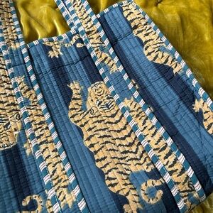 Stylish Blue and Gold Tiger Print Tote